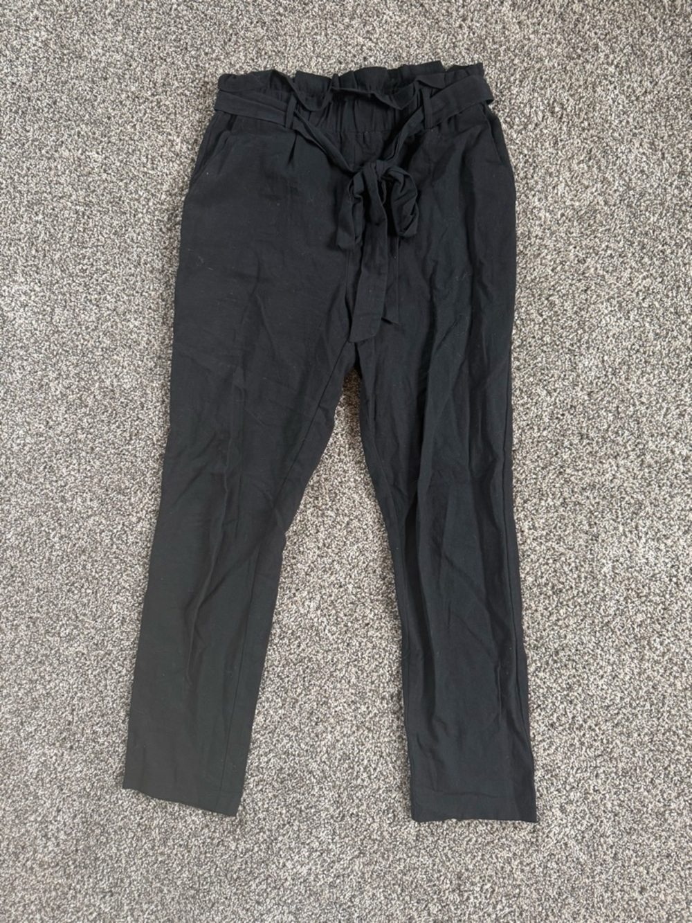 100% Cotton Have Women’s Black Paperbag Tie-Waist Straight Leg Size S